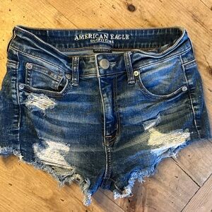 American Eagle Outfitters Distressed Blue Denim Jean Shorts